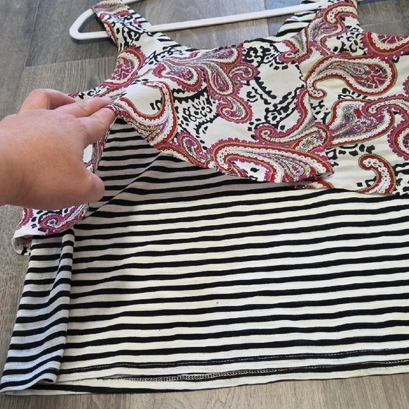 Anthropologie Multicolor Paisley & Striped Tank Top | Boho Layered Sleeveless - Picture 3 of 6
